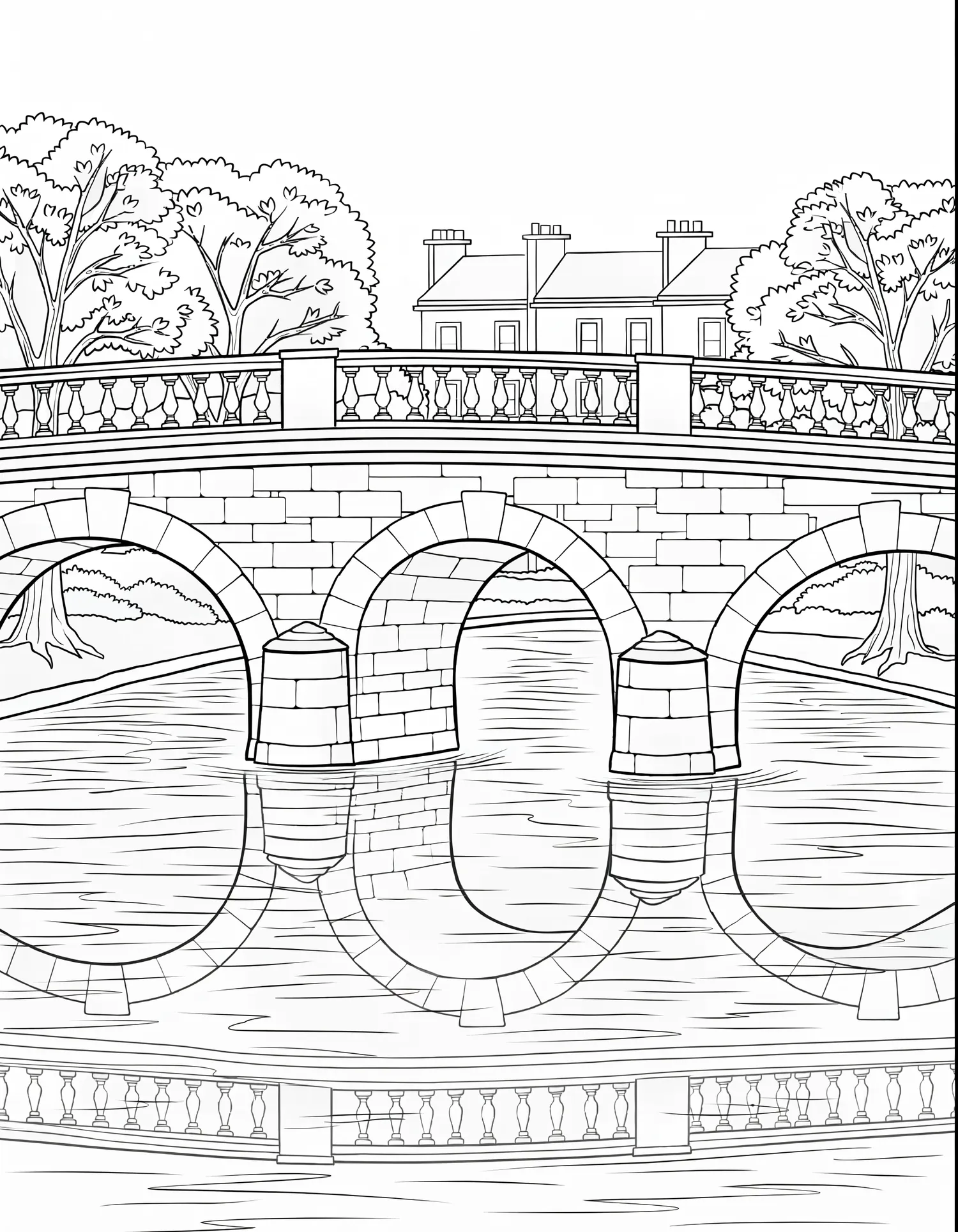 Pont Arc Architectural — Coloriage architecture à imprimer gratuitement